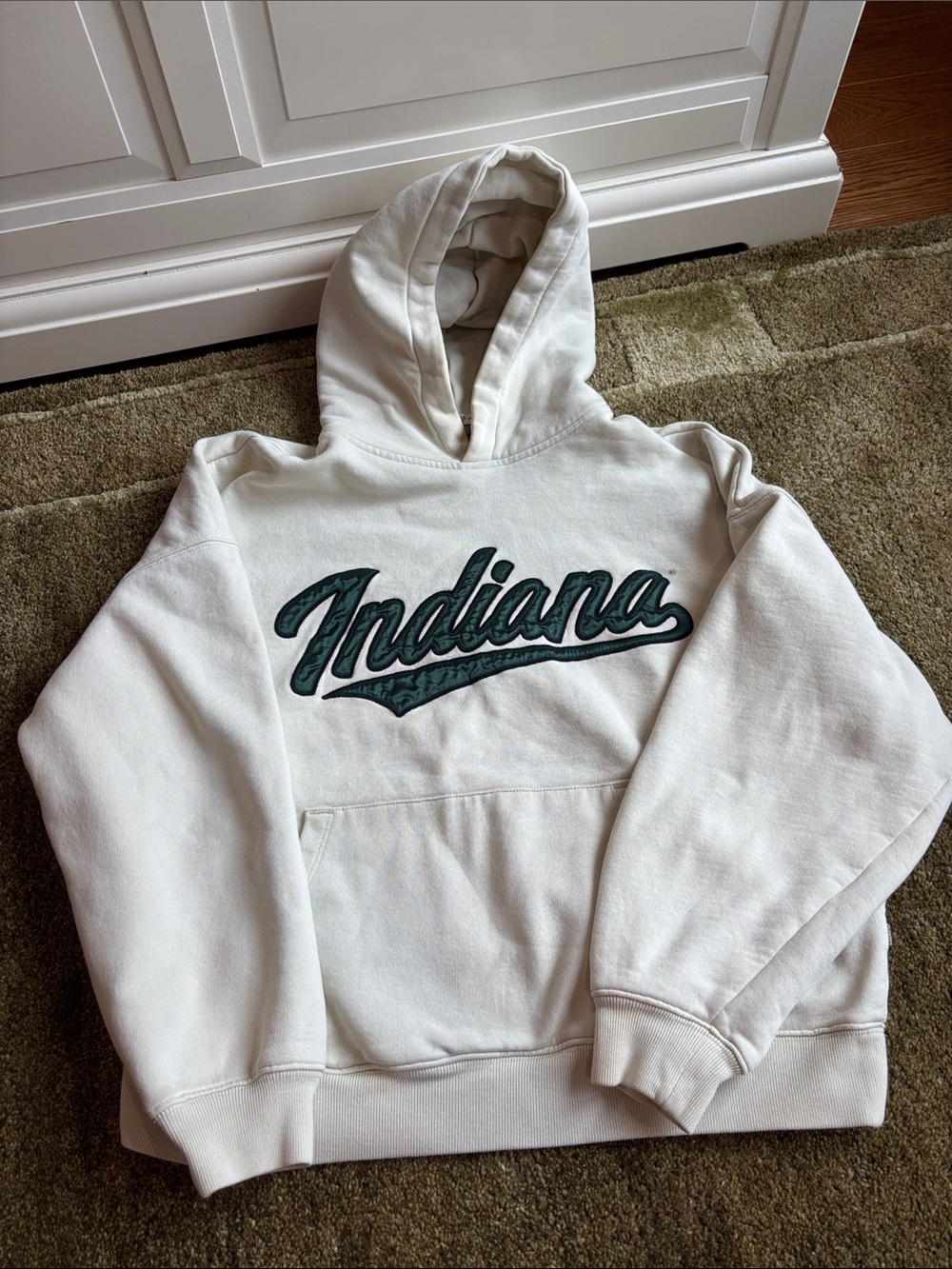 Indiana Script Pullover Hoodie in Off-White